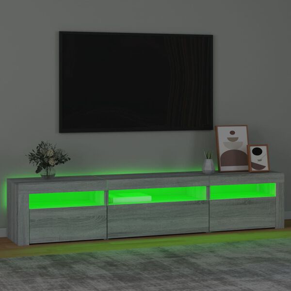 vidaXL TV-Schrank mit LED-Leuchten Grau Sonoma 195x35x40 cm