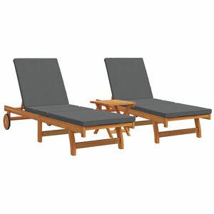 vidaXL Sonnenliege 3 stk. Massivholz Akazie Braun