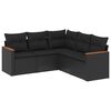 vidaXL 5-tlg. Garten-Sofagarnitur mit Kissen Schwarz Poly Rattan