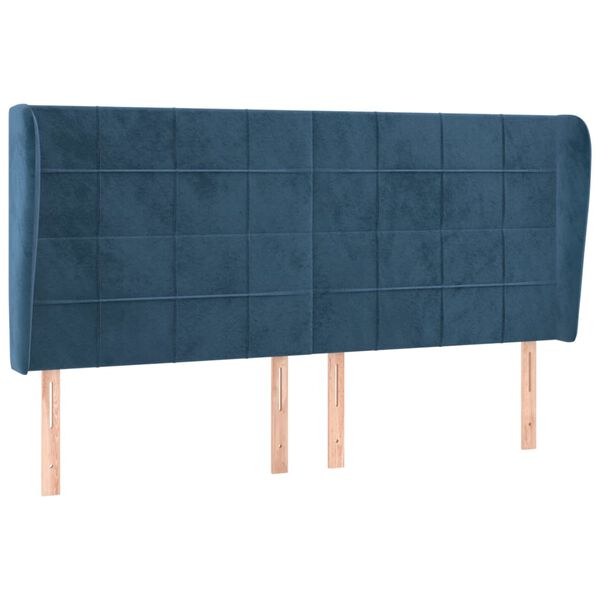 vidaXL Kopfteil mit Ohren Dunkelblau 163x23x118/128 cm Samt
