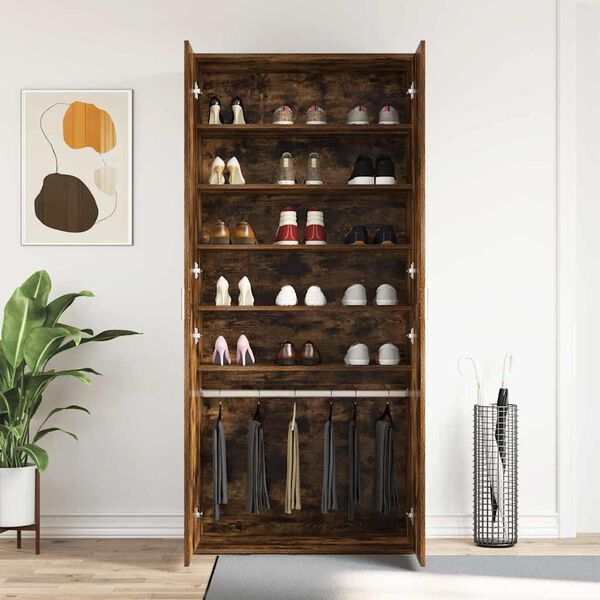 vidaXL Schuhschrank Ger&auml;ucherte Eiche 80 x 39 x 178 cm Holzwerkstoff