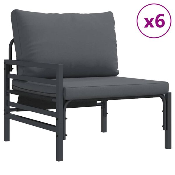 vidaXL Gartensofa-set mit Kissen 13 pcs Schwarz Stahl
