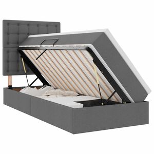 vidaXL Aufbewahrungsbett mit Matratze Dunkelgrau 90 x 200 cm Stoff