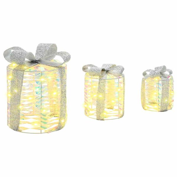 vidaXL Geschenkbox Dekoration 3 pcs Warmwei&szlig; 20 x 20 x 20 cm PET