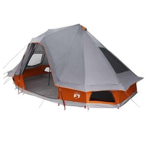 vidaXL Tipi Zelt 6 Personen Grau und Orange Taft