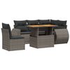 vidaXL 6-tlg. Garten-Sofagarnitur mit Kissen Grau Poly Rattan