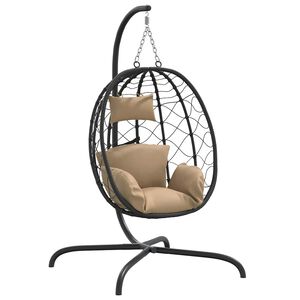 vidaXL H&auml;ngesessel mit Kissen Taupe Poly Rattan & Stahl