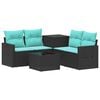 vidaXL Sofa Set 6 stk. Schwarz und Blau Polyrattan und Stahl