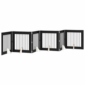 vidaXL Klappbares Hundetor mit St&auml;ndern 6 stk. Schwarz Eichen-Optik