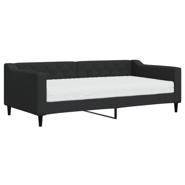 vidaXL Tagesbett mit Matratze Schwarz 90x190 cm Stoff