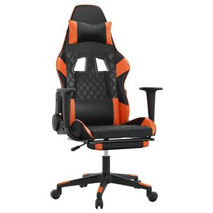 vidaXL Gaming-Stuhl mit Massage & Fu&szlig;st&uuml;tze Schwarz Orange Kunstleder