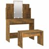 vidaXL Schminktisch-Set mit LED R&auml;uchereiche Holzwerkstoff