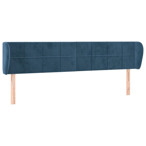 vidaXL Kopfteil mit Ohren Dunkelblau 183x23x78/88 cm Samt