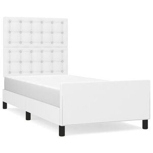 vidaXL Bettgestell mit Kopfteil Wei&szlig; 90x190 cm Kunstleder