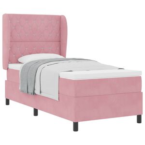 vidaXL Boxspringbett mit Matratze Rosa 200 x 90 cm Polyester