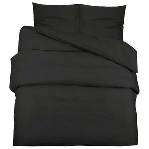 vidaXL Bettw&auml;sche-Set Schwarz 200x220 cm Baumwolle