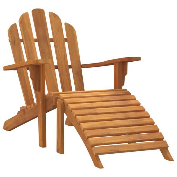 vidaXL Adirondack-Gartenst&uuml;hle mit Fu&szlig;st&uuml;tzen 2 Stk. Massivholz Teak