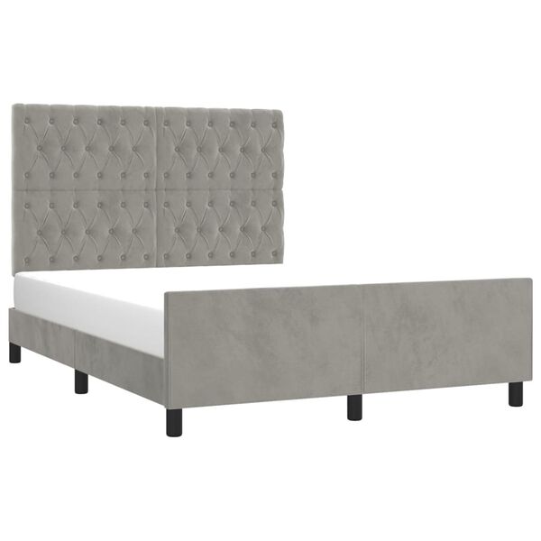 vidaXL Bettgestell ohne Matratze Hellgrau 140x190 cm Samt