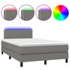 vidaXL Boxspringbett mit Matratze & LED Dunkelgrau 120x190 cm Stoff