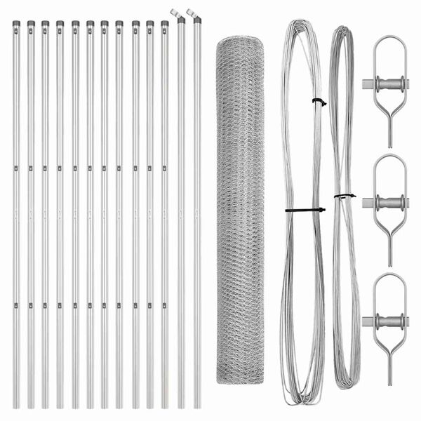 vidaXL Zaunpfosten Silber 25 x 1,2 m (13 mm Maschen) Stahl