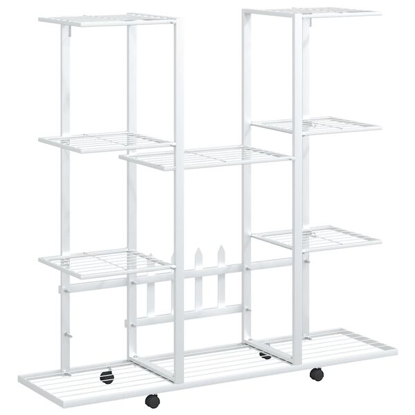 vidaXL Blumenst&auml;nder mit Rollen 94,5x24,5x91,5 cm Wei&szlig; Eisen