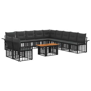 vidaXL Gartensofa-set 12 stk. Schwarz und Dunkelgrau 100 x 55 x 73 cm