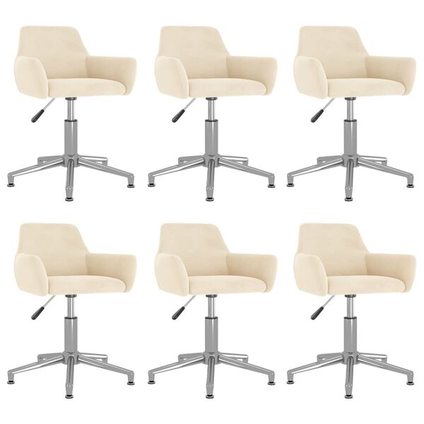 vidaXL Esszimmerst&uuml;hle 6 Stk. Drehbar Creme Samt