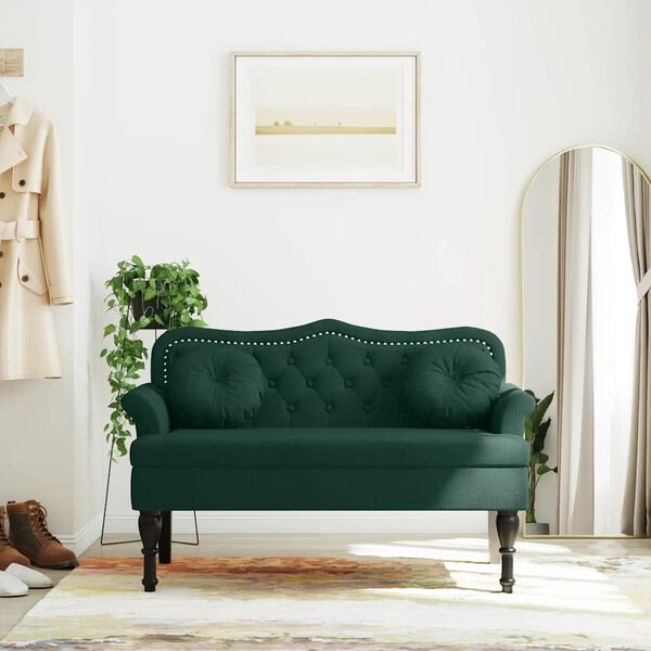 vidaXL Bank mit Kissen Dunkelgr&uuml;n 120,5 x 65 x 75 cm Samt
