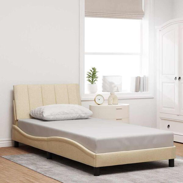 vidaXL Bettgestell ohne Matratze "Hanko" Creme 100x200 cm Stoff