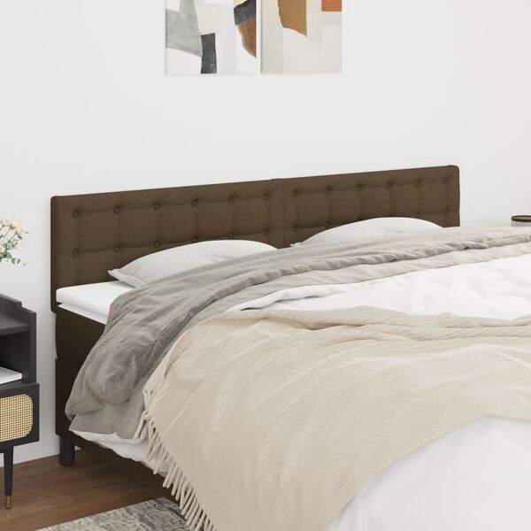 vidaXL Kopfteile 2 Stk. Dunkelbraun 90x5x78/88 cm Stoff