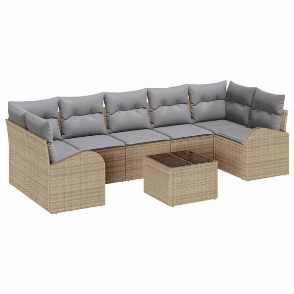 vidaXL Gartensofa-set Beige 55 x 55 x 37 cm Poly-Rattan