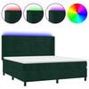 vidaXL Boxspringbett mit Matratze & LED Dunkelgr&uuml;n 180x200 cm Samt