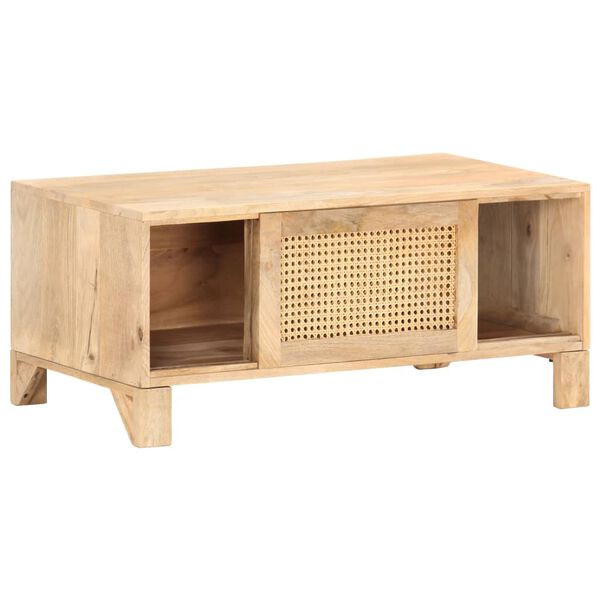 vidaXL Couchtisch 90x50x40 cm Mango Massivholz und Rohrgeflecht