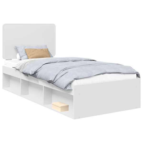 vidaXL Bettrahmen mit Kopfteil Wei&szlig; 90 x 190 cm Massives Kiefernholz