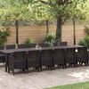 vidaXL Garten-Esszimmergarnitur mit Kissen mit Kissen 15 pcs Braun PP