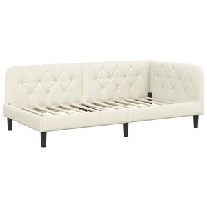 vidaXL Eckbettgestell mit Kopfteil Creme 90 x 200 cm Samt