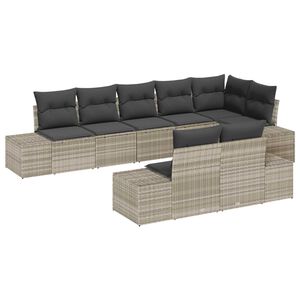 vidaXL Gartensofa-set 8 stk. Hellgrau Poly-Rattan