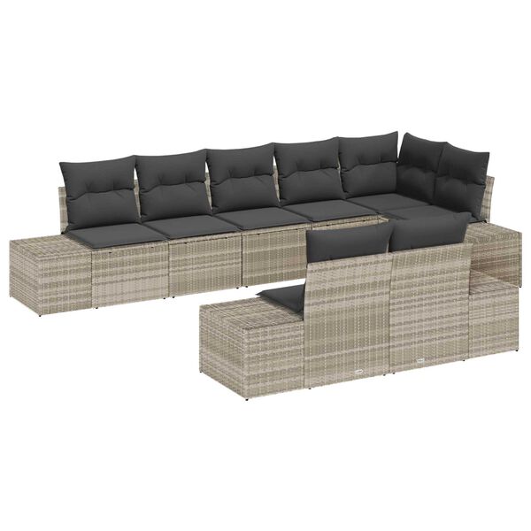 vidaXL Gartensofa-set mit Kissen 8 pcs Hellgrau Poly-Rattan