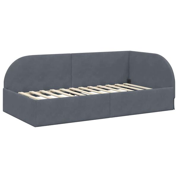 vidaXL Eckbettgestell mit Kopfteil Dunkelgrau 80 cm x 200 cm