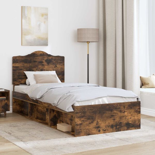 vidaXL Bettrahmen Ger&auml;ucherte Eiche 100 x 200 cm Massives Kiefernholz