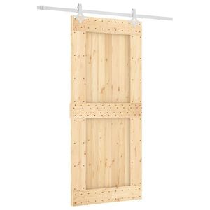 vidaXL Schiebet&uuml;r Nat&uuml;rlich und Wei&szlig; 90 x 210 cm Massivkiefer