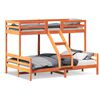 vidaXL Etagenbett 90x200/140x200 cm Wachsbraun Massivholz Kiefer
