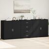 vidaXL Sideboards 3 Stk. Schwarz Holzwerkstoff