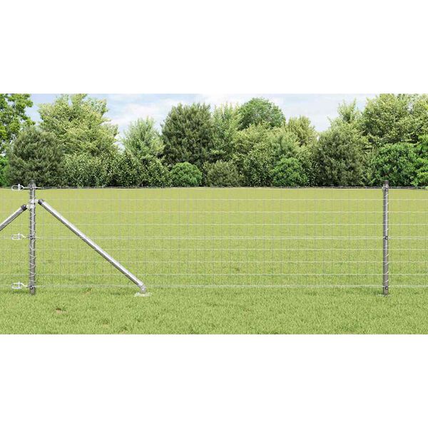 vidaXL Zaun mit Pfosten Silber 0,8 x 25 m Stahl