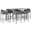 vidaXL 7-tlg. Gartenbar-Set mit Kissen Grau Poly Rattan