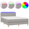vidaXL Boxspringbett mit Matratze & LED Hellgrau 140x190 cm Stoff