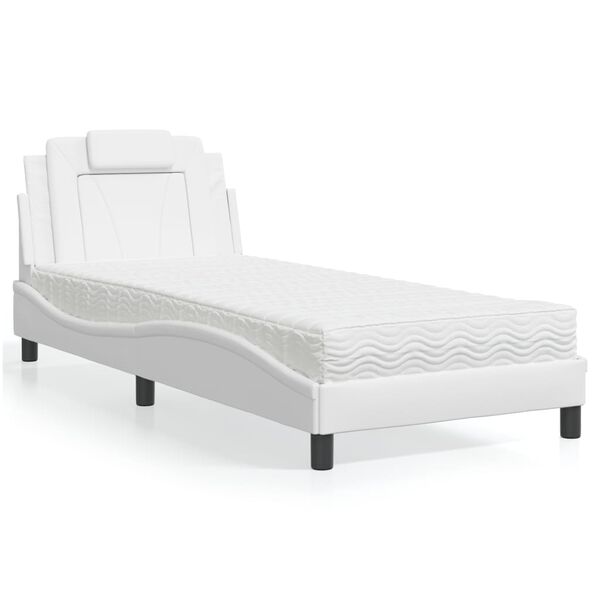 vidaXL Bett "Viana" mit Matratze Wei&szlig; 90x200 cm Kunstleder