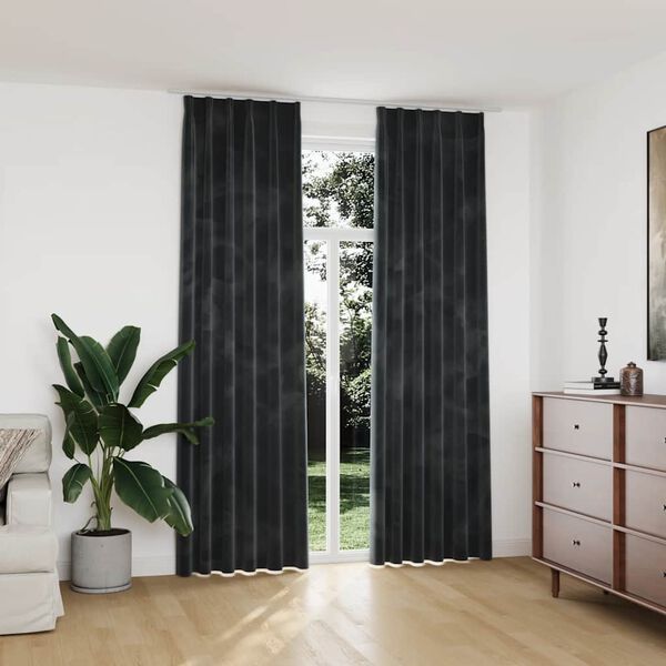 vidaXL Verdunkelungsvorh&auml;nge mit Haken 2 Stk. Samt Anthrazit 140x245cm