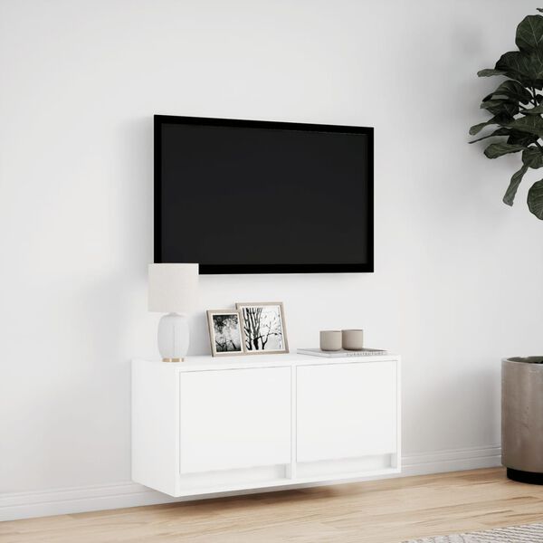 vidaXL TV-Wandschrank mit LED-Beleuchtung Wei&szlig; 80x31x38 cm