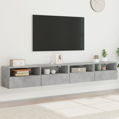 vidaXL TV-Wandschränke 2 Stk. Betongrau 100x30x30 cm Holzwerkstoff